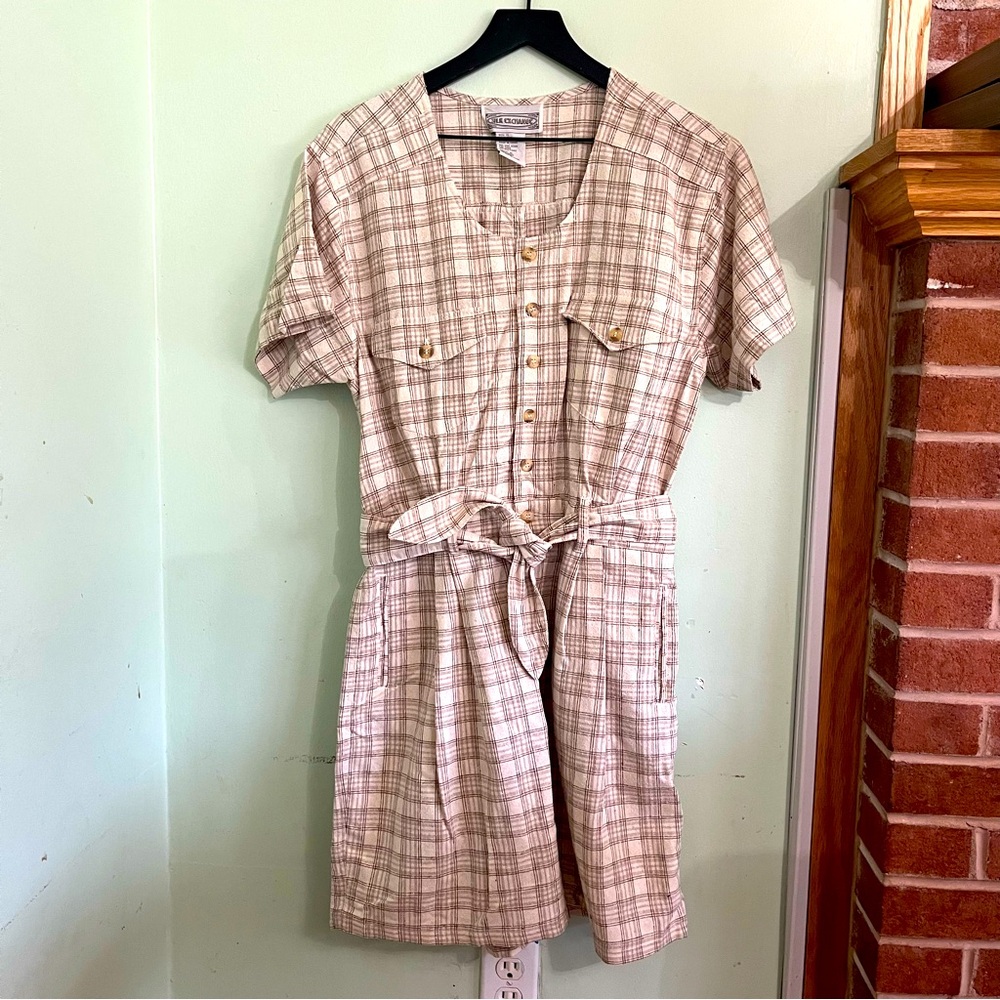 VTG Silk Exchange Womens 100% Silk Gingham Cottagecore Romper XL